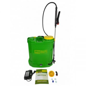 Pompa de stropit cu acumulator si regulator presiune, Procraft, 12 litri, 6 bar, lance 85 cm, 3 duze, Vermorel electric