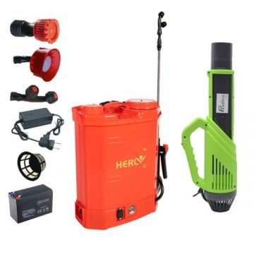 Set Pompa de stropit cu acumulator 16L, Herly by Micul Fermier + Atomizor electric, Vermorel electric Set Pompa de stropit cu acumulator 16L, Herly by Micul Fermier + Atomizor electric, Vermorel electric
