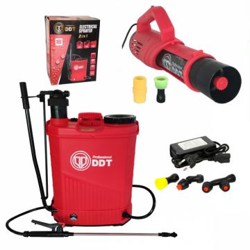 Set Pompa de stropit cu acumulator DDT 12L lance telescopica + Atomizor electric portabil DDT,conceputa pentru stropirea pomilor si a gradinii