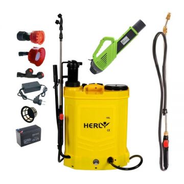 Set Pompa de stropit cu acumulator Herly by Micul Fermier 16L + Atomizor + Lance telescopica stropit pomi 2.7m, vermorel electric Set Pompa de stropit cu acumulator Herly by Micul Fermier 16L + Atomizor + Lance telescopica stropit pomi 2.7m, vermorel electric