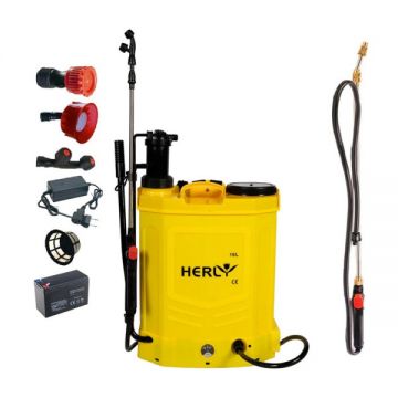Set Pompa de stropit cu acumulator + manuala, 2 in 1, Herly by Micul Fermier 16L + Lance telescopica stropit pomi 2.7m, Vermorel electric Set Pompa de stropit cu acumulator + manuala, 2 in 1, Herly by Micul Fermier 16L + Lance telescopica stropit pomi 2.7m, Vermorel electric