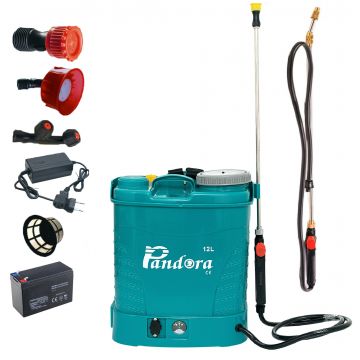 Set Pompa de stropit cu acumulator Pandora 12L + Set Lance telescopica stropit pomi 3m, vermorel