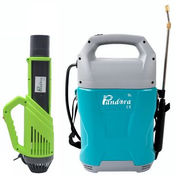 Set Pompa de stropit cu acumulator Pandora PRO cu suport lombar, 5L, 6 Bar + Atomizor electric, Vermorel